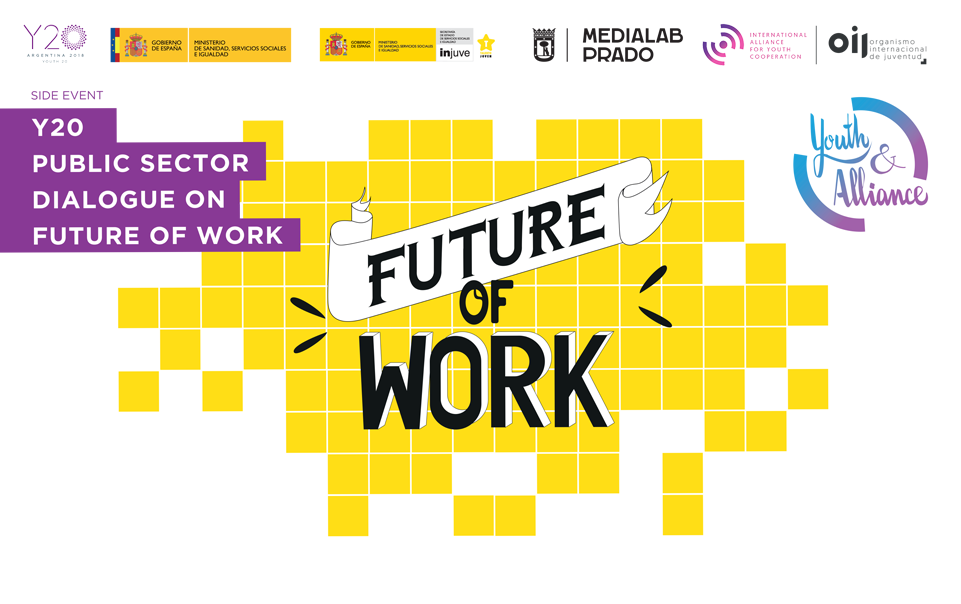OIJ, Y20 e INJUVE reúnen en Madrid a los principales representantes mundiales del sector público en materia de juventud para abordar los desafíos del futuro del trabajo.