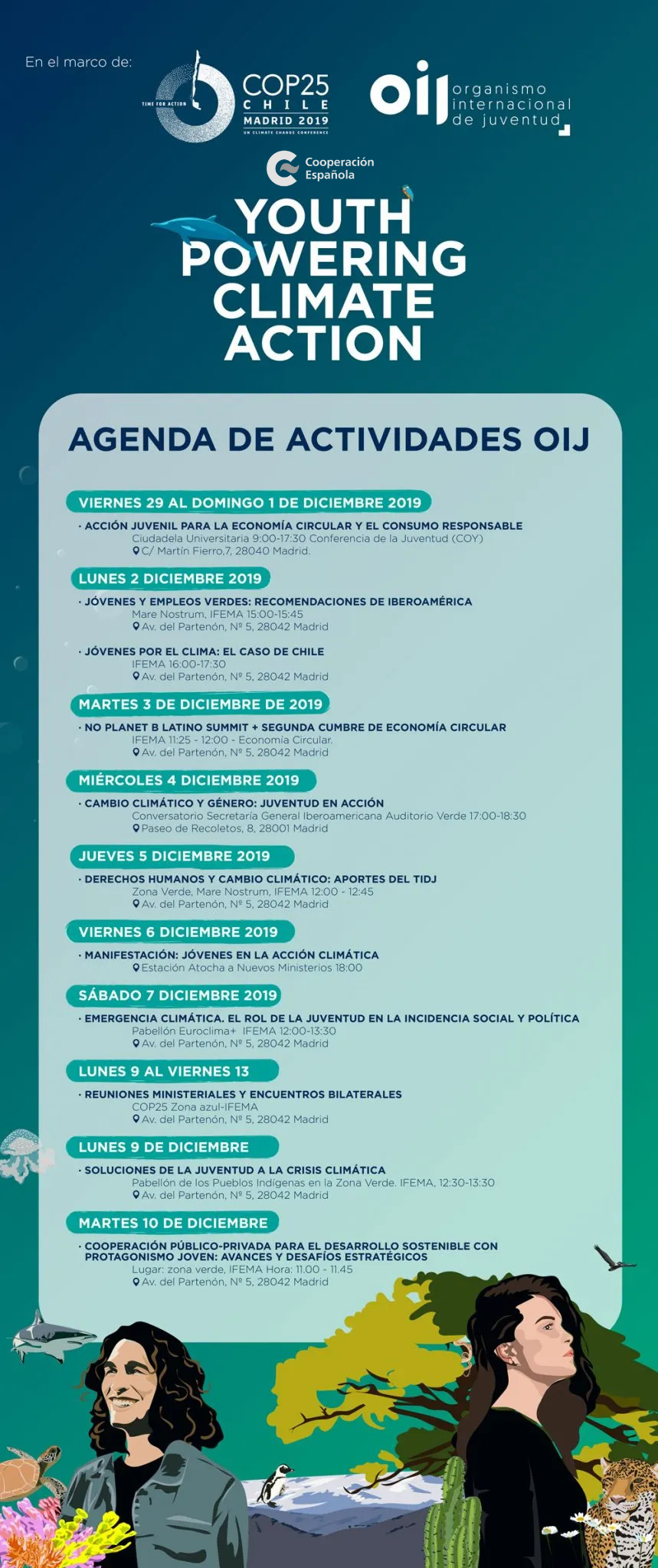 OIJ en la COP25 en Madrid: AGENDA